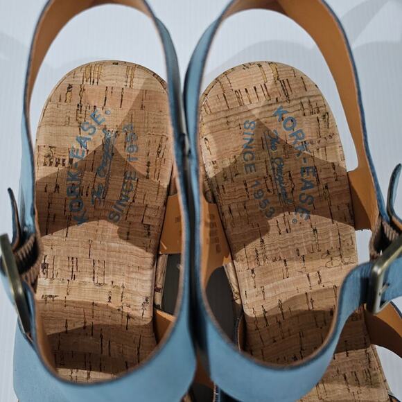 NEW Kork Ease Tish Sandal Womens 10 Turquoise Guinea Leather Cork Platform Heel - Picture 8 of 13